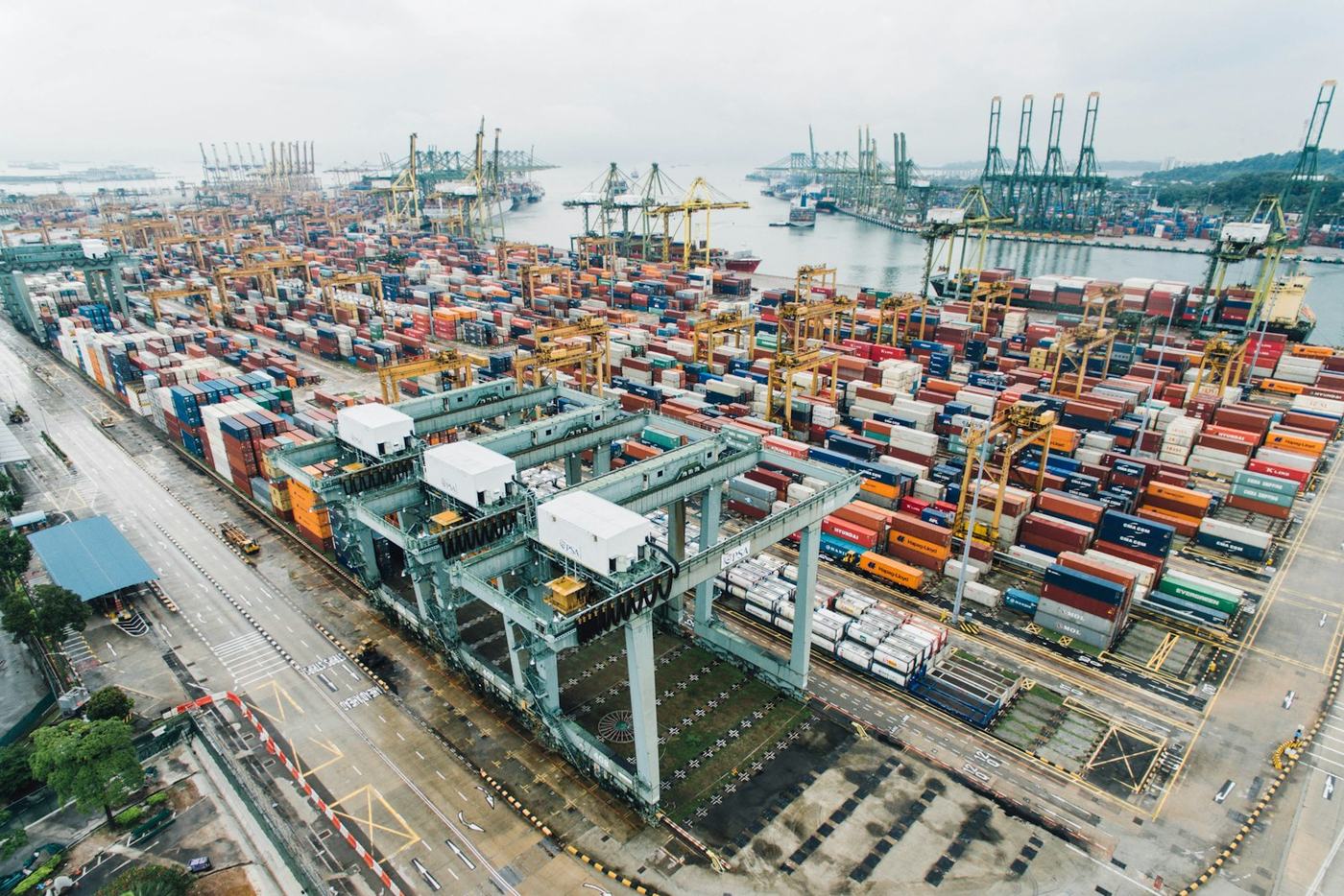 Container port from above